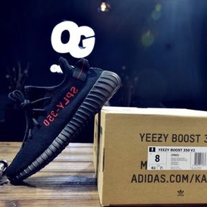 yeezys 350 v2 black and red